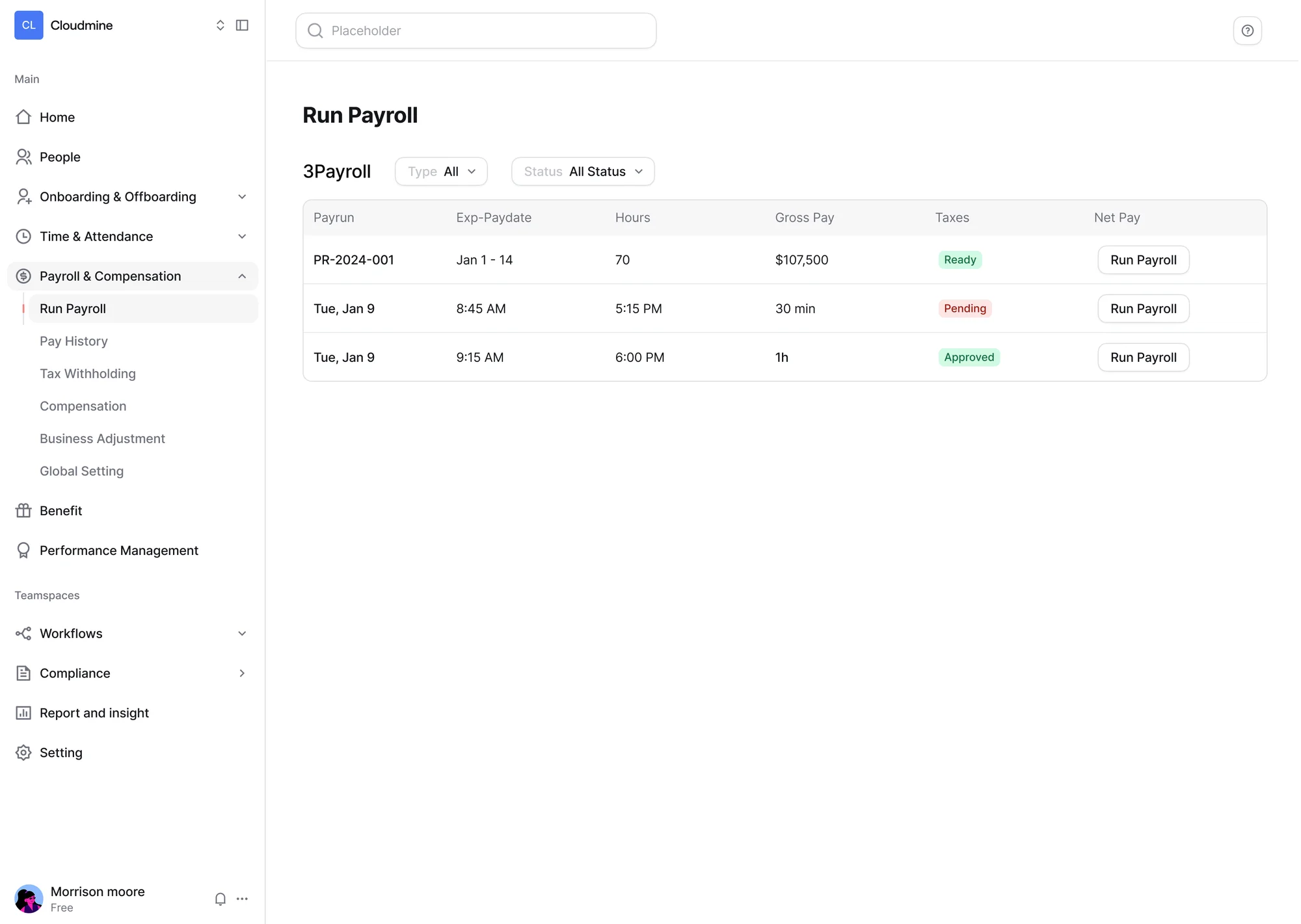 OrbitHR Payroll Compensation Overview
